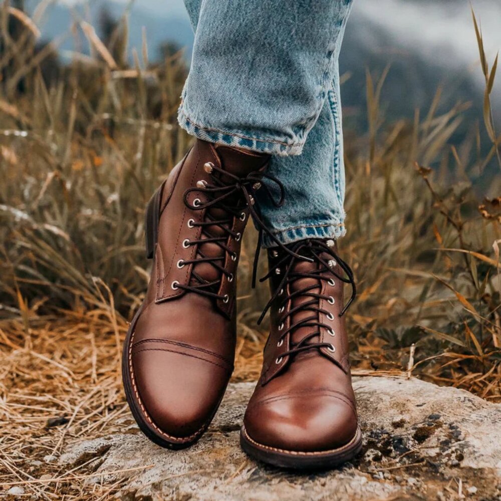 Thursday Boot Co. Everyday Brown Leather Captain Lace Up Ankle Boots Size 12